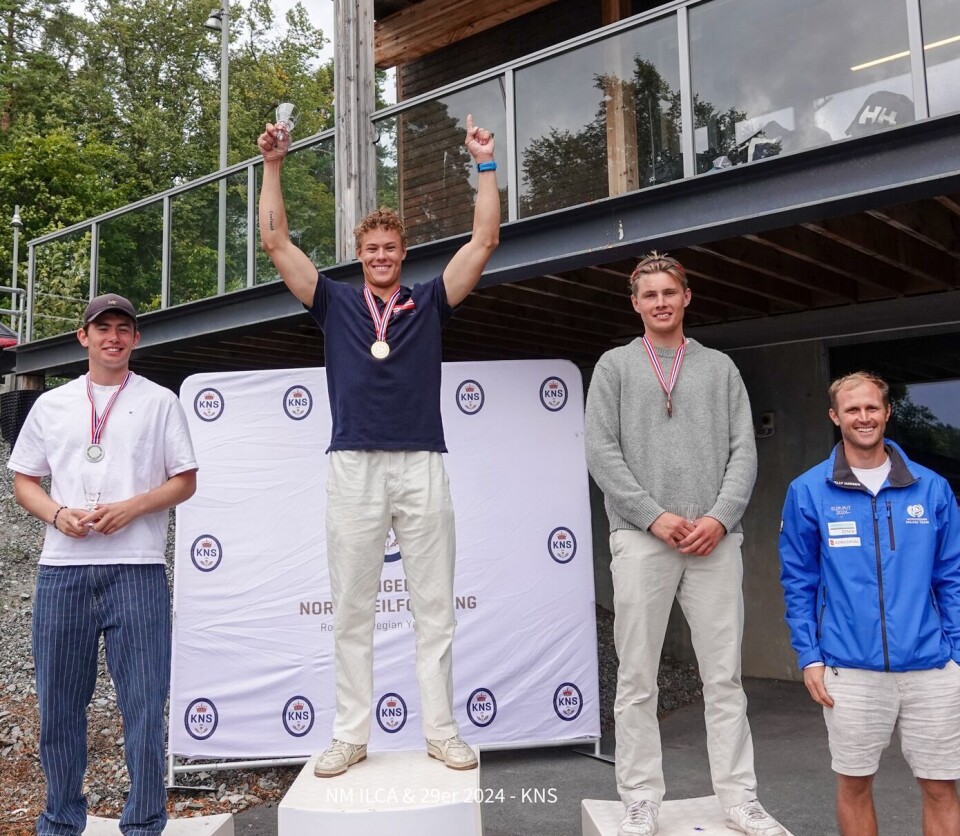 ILCA7: Gull til Christoffer Sørlie, sølv til Teodor Middelthon, og bronse til Jens Ørjavik i OL-klassen ILCA7, her sammen med Hermann Tomasgaard.