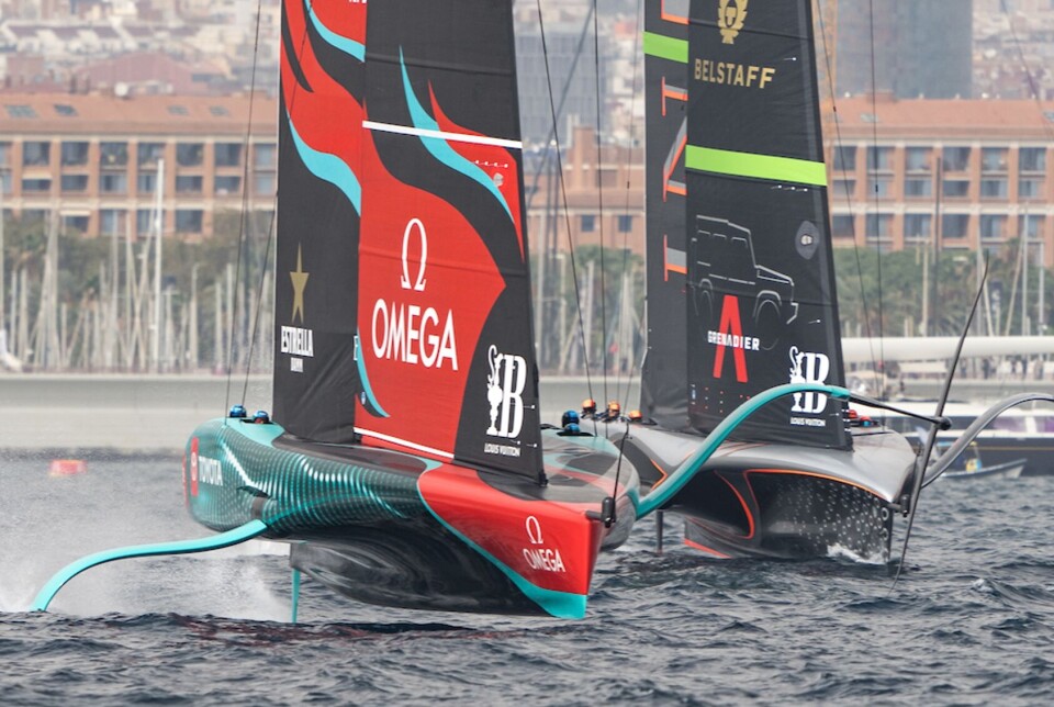October 14, 2024. Louis Vuitton 37th America's Cup, Race Day 3. INEOS BRITANNIA, EMIRATES TEAM NEW ZEALAND October 14, 2024. Louis Vuitton 37th America's Cup, Race Day 3. INEOS BRITANNIA, EMIRATES TEAM NEW ZEALAND
