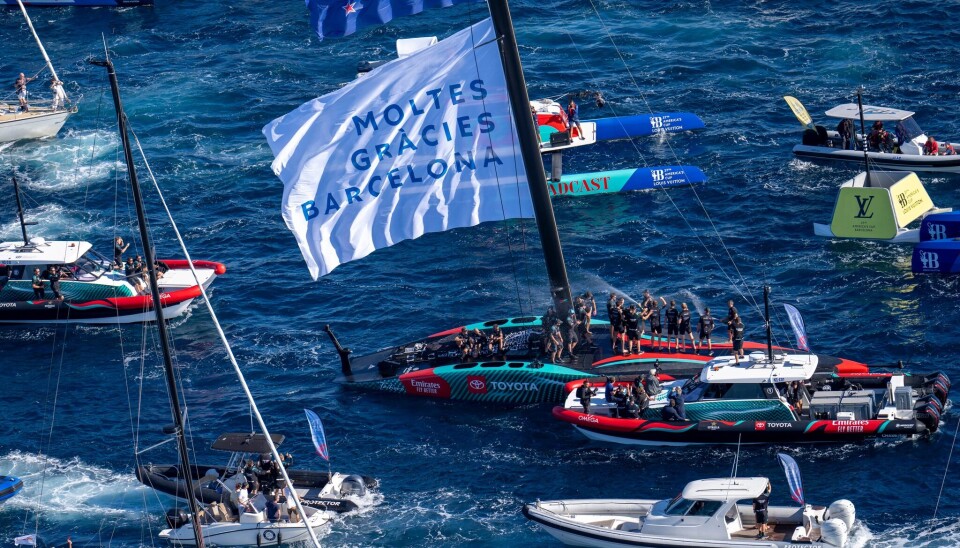 SEIER: New Zealand har nå vunnet America's Cup tre ganger på rad. October 19, 2024. Louis Vuitton 37th America's Cup, Race Day 6, Race 9. EMIRATES TEAM NEW ZEALAND, winners of the America’s Cup.