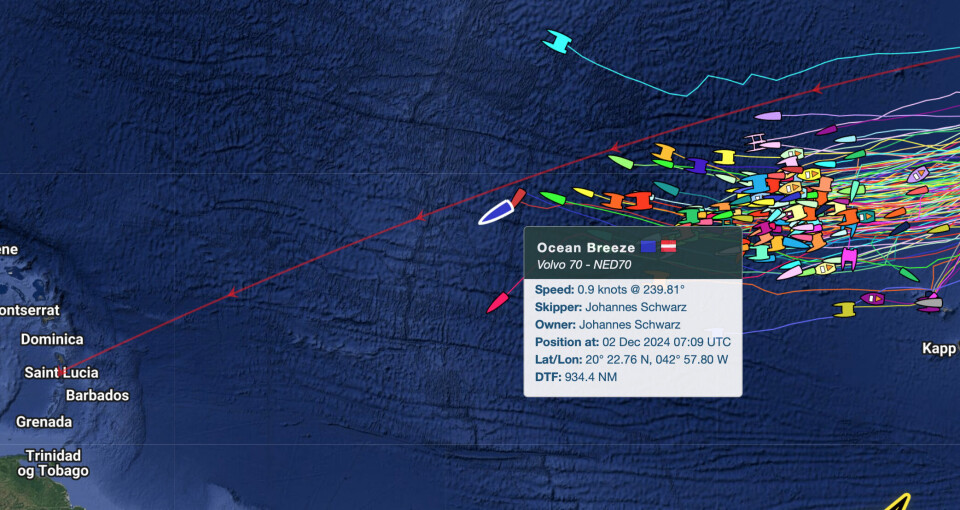 ATLANTERHAVET: «Ocean Breeze» lå langt fremme i feltet da ulykken skjedde, 934 nm til mål.