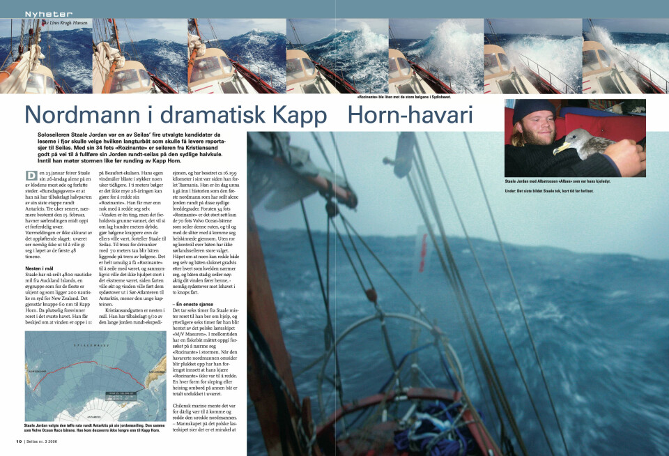 OPPSLAG: Havariet ved Kapp Horn fikk oppslag i Seilas.
