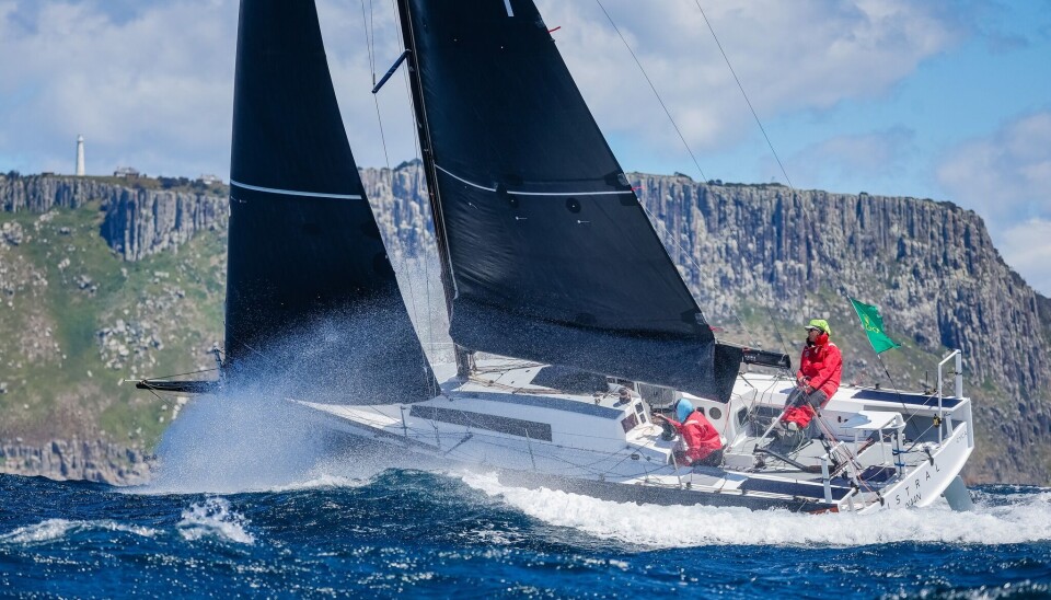 VINNER: «Mistral», en Lomard 34, vant doublehandedn i Sydney Hobart Race med Corentin Douguet om bord. RSHYR © Salty Dingo 2024