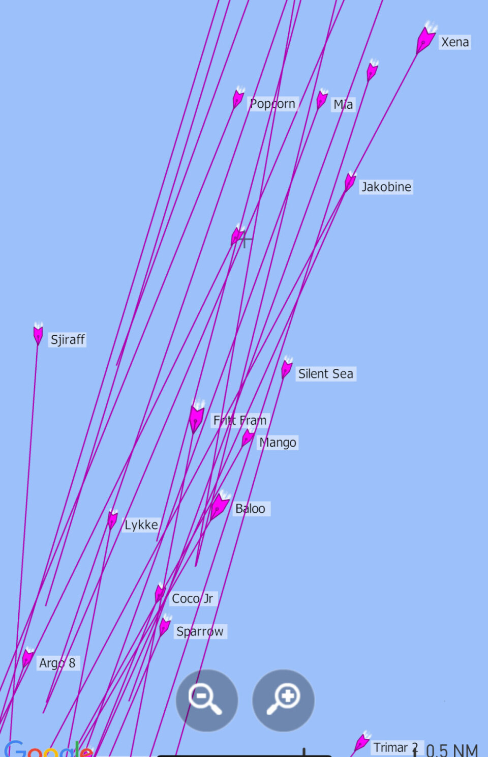 RUSH: Feltet på vei sørover mot Skagen i morgentimene