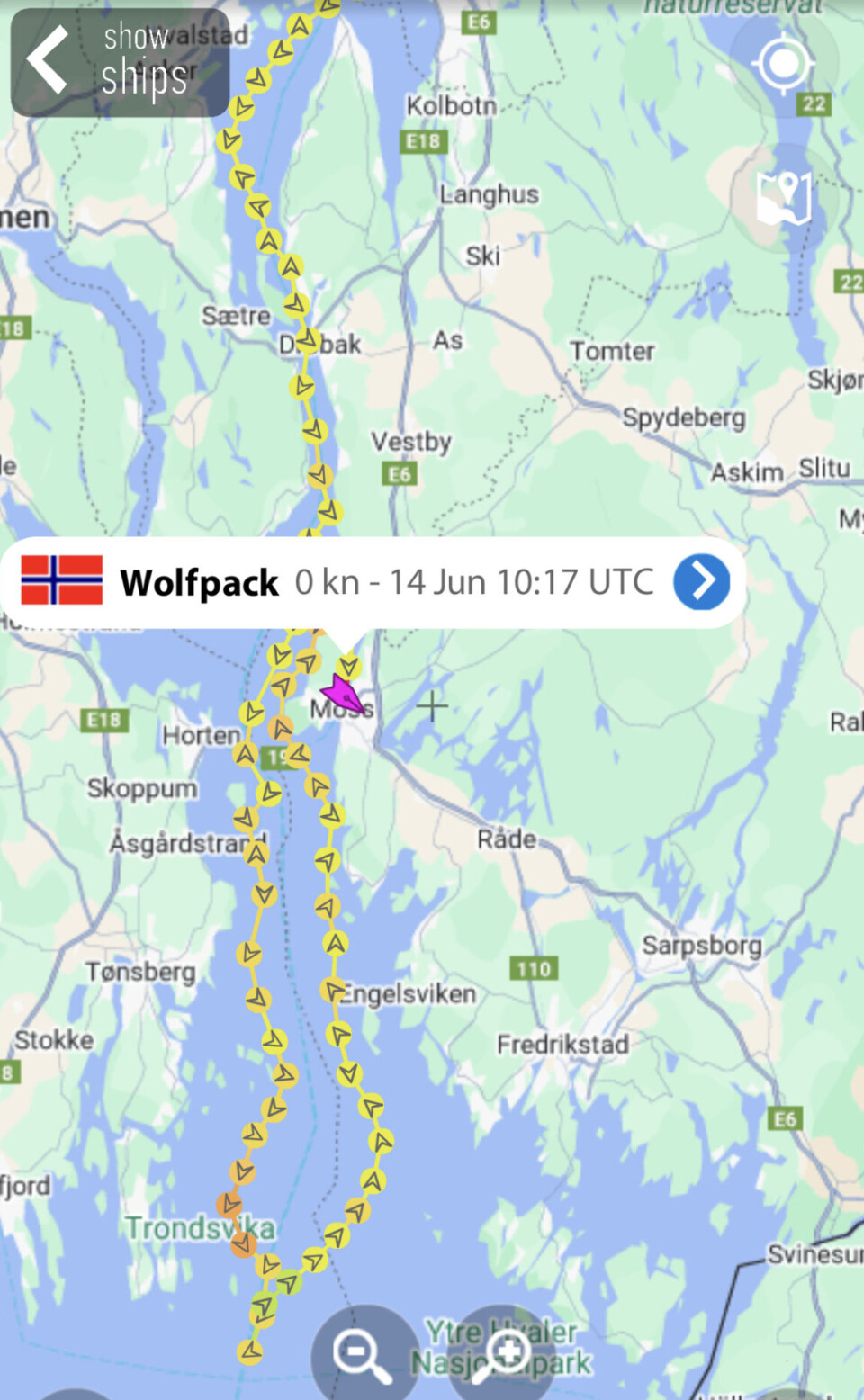 «F-16«s spor under Færderseilasen.