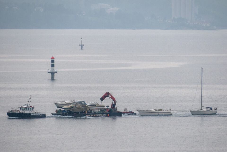 SISTEREIS: «Cilantra» sammen med en Scampi og en Sunwind, samt tre motorbåter mot Kambo Marine. Mange tilsynelatende fine båter.