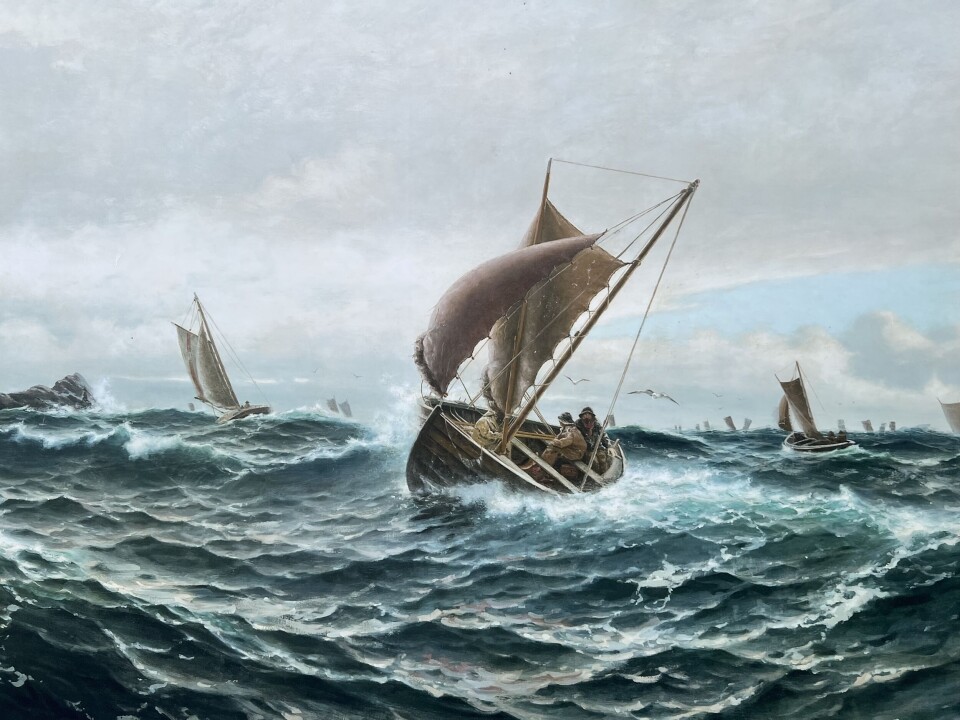 'Fiskere ved Kvitsøy', maleri av Haakon Jensen Kaulum 'Fiskere ved Kvitsøy', maleri av Haakon Jensen Kaulum