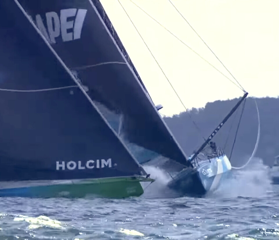 LOFFET: «Team Holcim PRB» mistet styringen i et vinkast og kolliderte med «Allagrande MAPEI Racing».