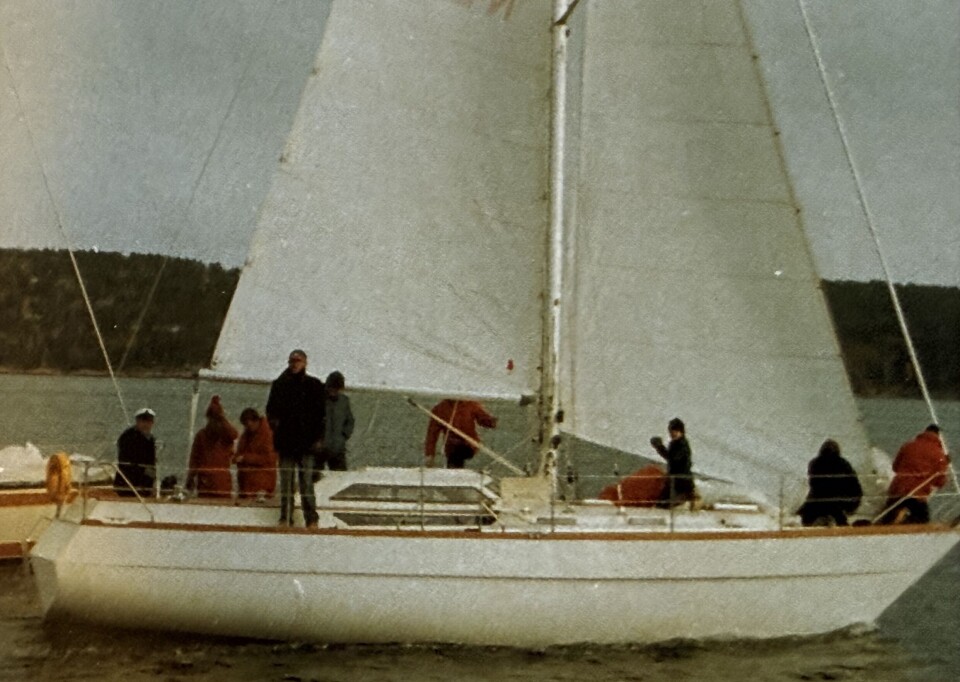 «Undine» for seil for første gang høsten 1978 før båten ble lakkert og uten innredning.