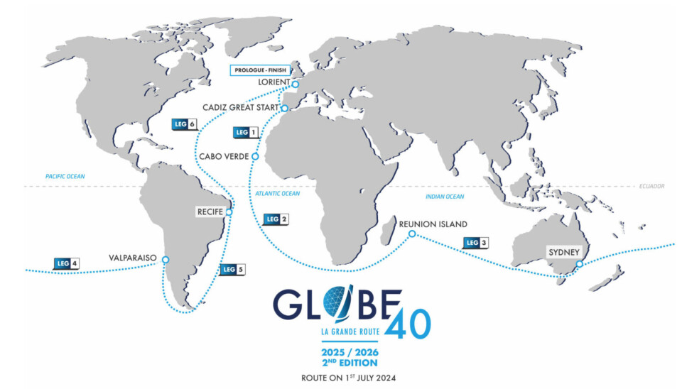 RUTE: Globe40 seiles i seks etapper og vil ta åtte måneder.