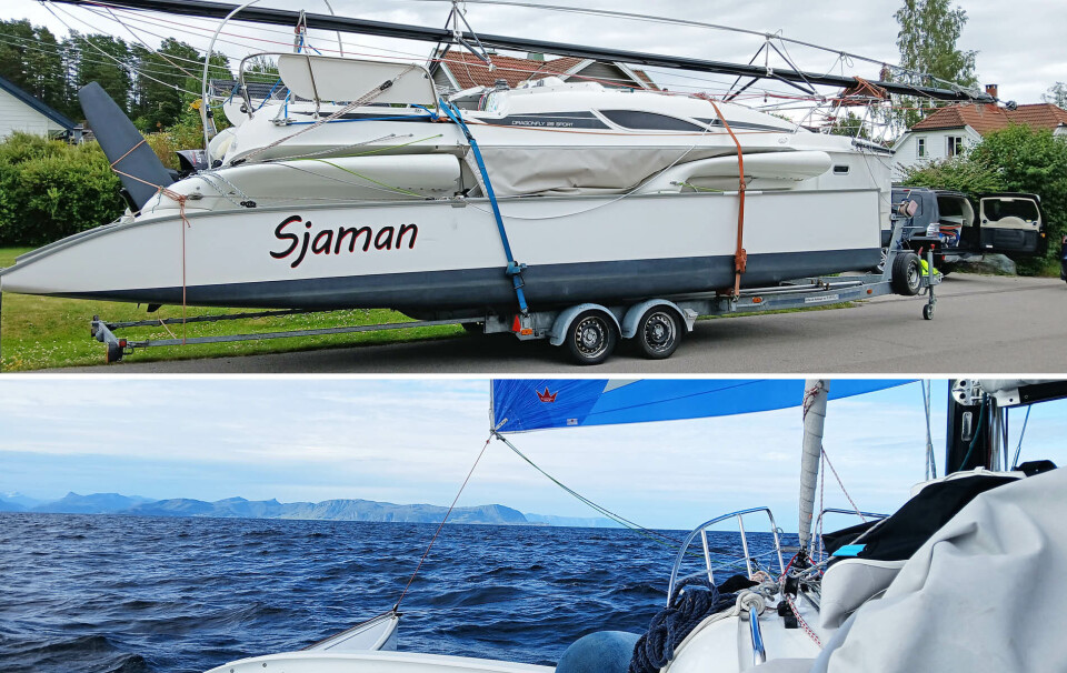 TRAILER-SAILOR: Dragonfly 28 har den fordelen at den kan «klappes» sammen og fraktes på henger. Dette har gjort at eierne Jan Kristian Vedeler og Øyvind Nilsson har kunnet frakte båten til Vestlandet og Helgelandskysten med bil, for så å seile i ukjente farvann. TRAILER-SAILOR: Dragonfly 28 har den fordelen at den kan «klappes» sammen og fraktes på henger. Dette har gjort at eierne Jan Kristian Vedeler og Øyvind Nilsson har kunnet frakte båten til Vestlandet og Helgelandskysten med bil, for så å seile i ukjente farvann.