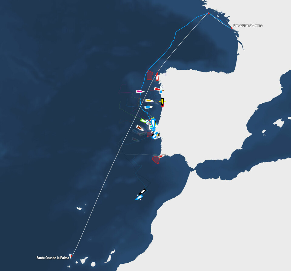 RUTE: Første etappe startet 21. september fra Les Sables d'Olonne tll kanariøyene.