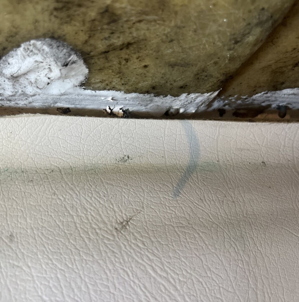 STRIPE: Dagen etter at vi sprayet dekk med blått kritt så vi rester etter blåfarge. Vi fant lekkasjen.