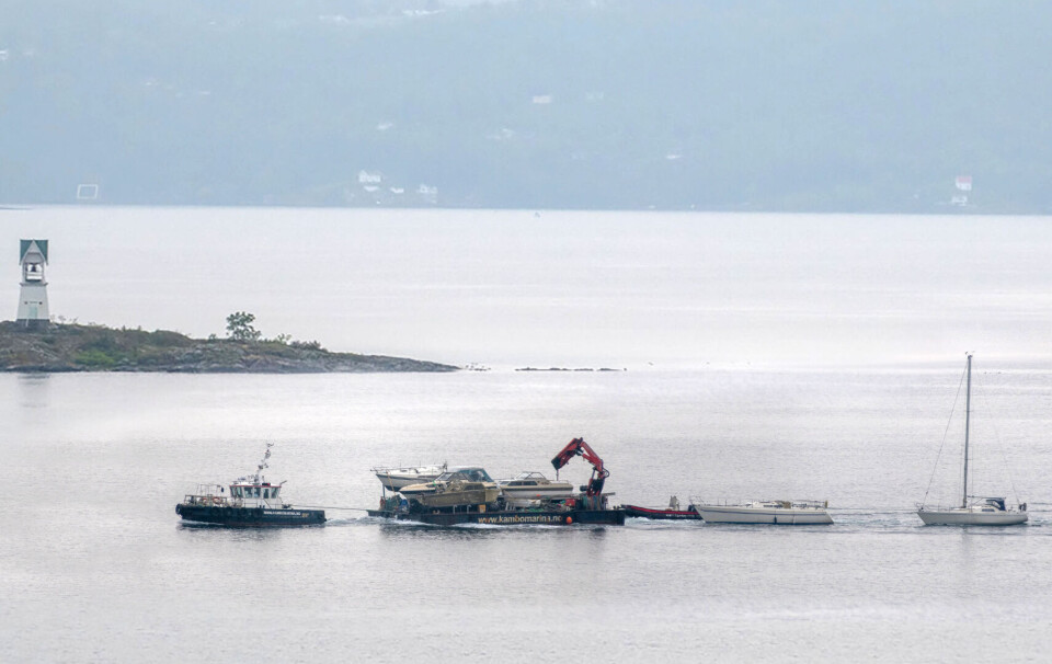 SISTE REIS: «Cilantra», en fin Scampi og noen motorbåter på vei til Kambo.