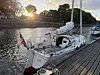 MOSS: Tilbake igjen, denne gangen med en helt annen trygghet i meg selv og båten. Dus ligger i moss kanal i solnedgang.